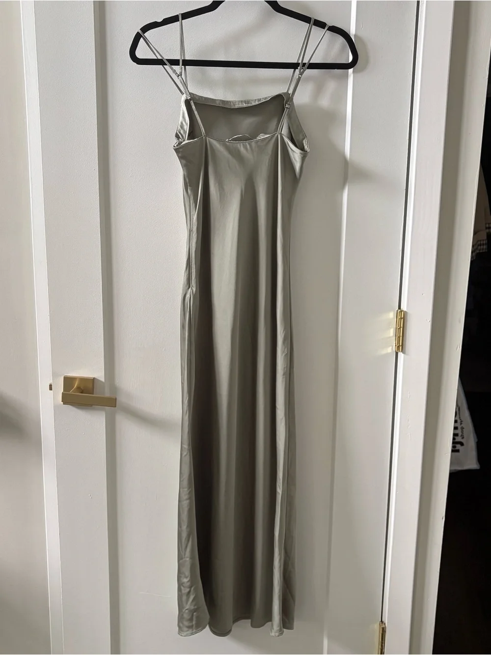 Abercrombie & Fitch Satin Slip Maxi Dress in Sage
